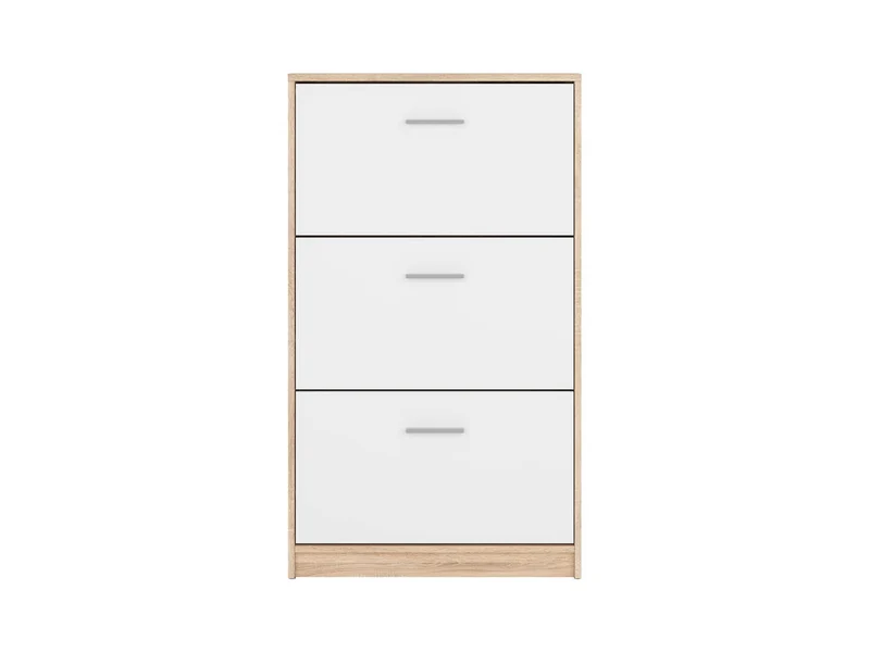 Nepo Plus Shoe Cabinet 3 Compartments – Sonoma Oak / White