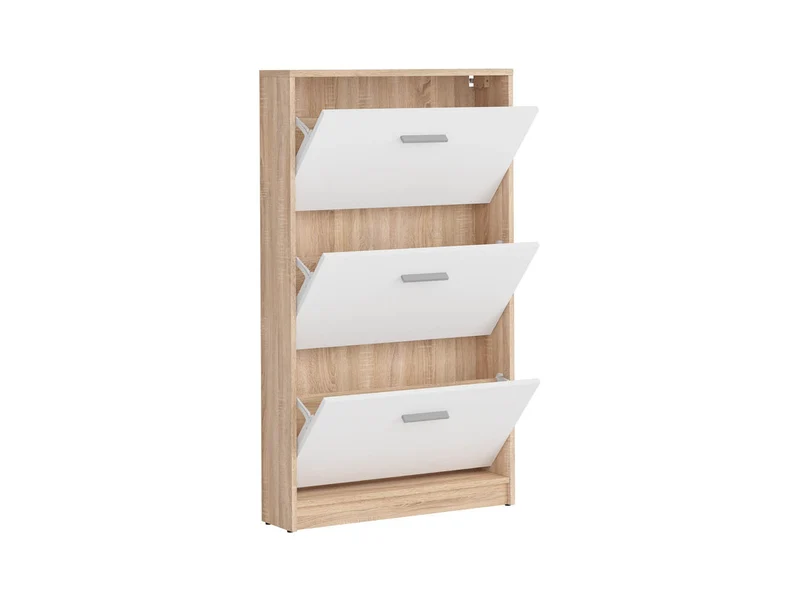 Nepo Plus Shoe Cabinet 3 Compartments – Sonoma Oak / White