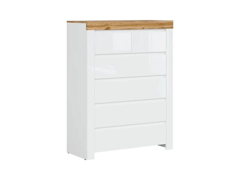 Holten Chest of Drawers 6 Drawers – White / Wotan Oak / White Gloss