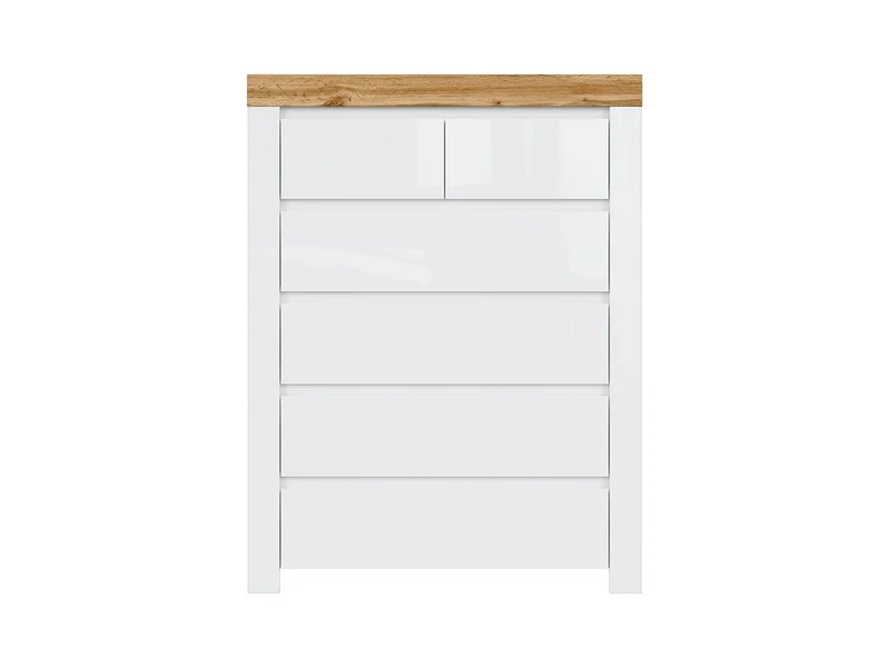 Holten Chest of Drawers 6 Drawers – White / Wotan Oak / White Gloss