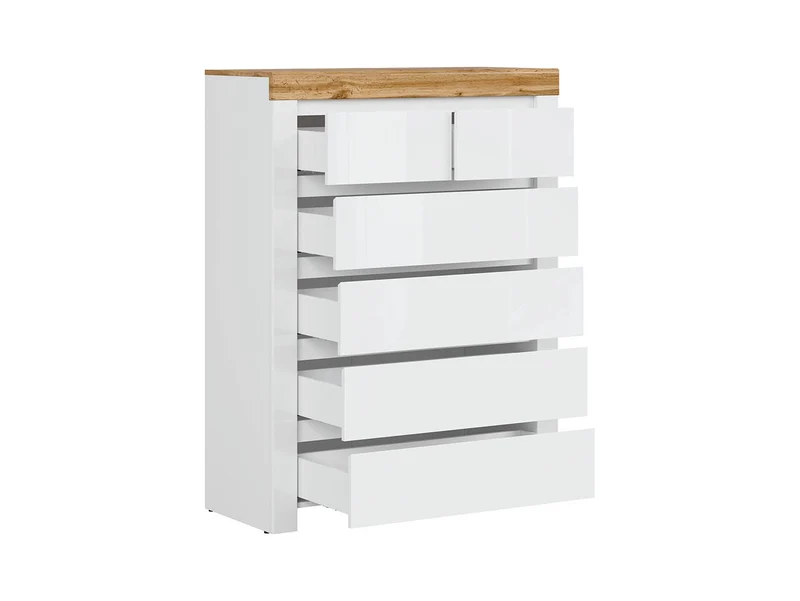 Holten Chest of Drawers 6 Drawers – White / Wotan Oak / White Gloss
