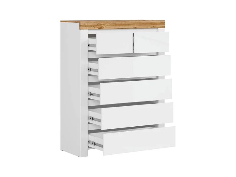 Holten Chest of Drawers 6 Drawers – White / Wotan Oak / White Gloss