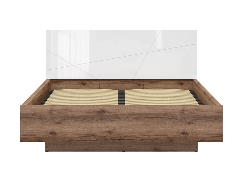 Forn Bed 160×200 cm + Merida Mattress Set – Dark Delano Oak / White Gloss