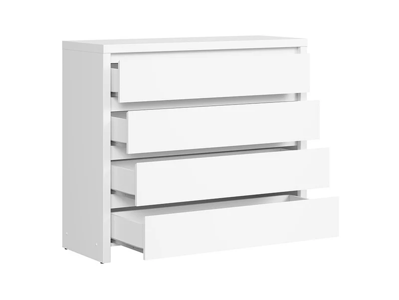 Kaspian Chest of Drawers 4 Drawers – White / White Matt