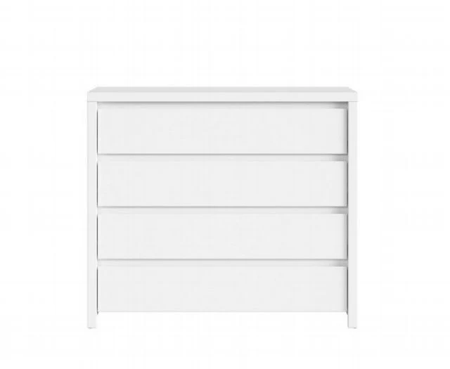 Kaspian Chest of Drawers 4 Drawers – White / White Matt