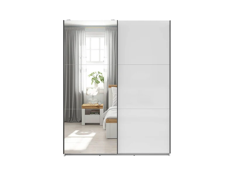 Tetrix Sliding Wardrobe 153 cm + Cover Strip Set – White Gloss