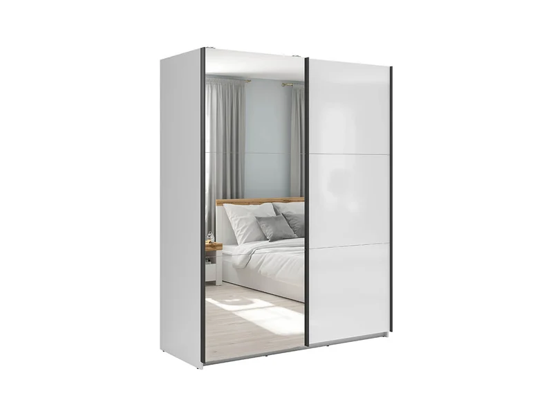 Tetrix Sliding Wardrobe 153 cm + Cover Strip Set – White Gloss