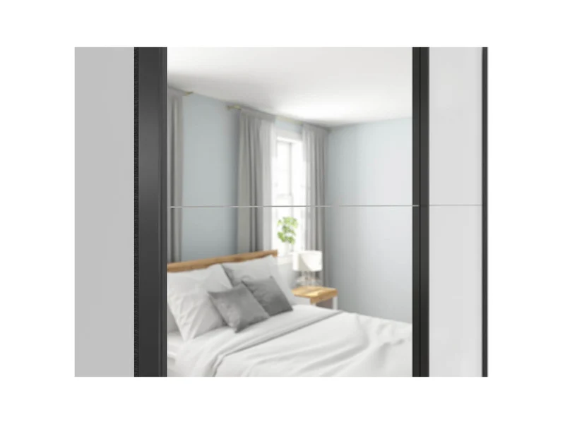 Tetrix Sliding Wardrobe 153 cm + Cover Strip Set – White Gloss