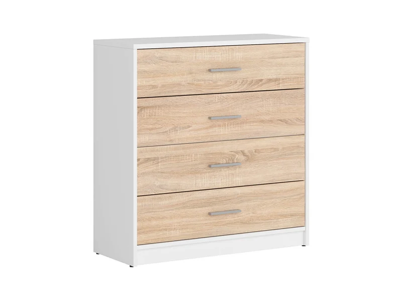 Nepo Plus Chest of Drawers 4 Drawers – White / Sonoma Oak