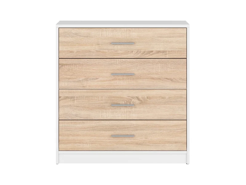 Nepo Plus Chest of Drawers 4 Drawers – White / Sonoma Oak