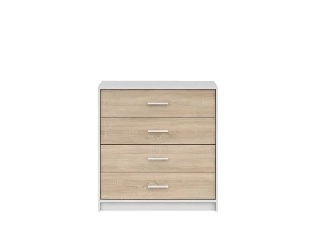 Nepo Plus Chest of Drawers 4 Drawers – White / Sonoma Oak