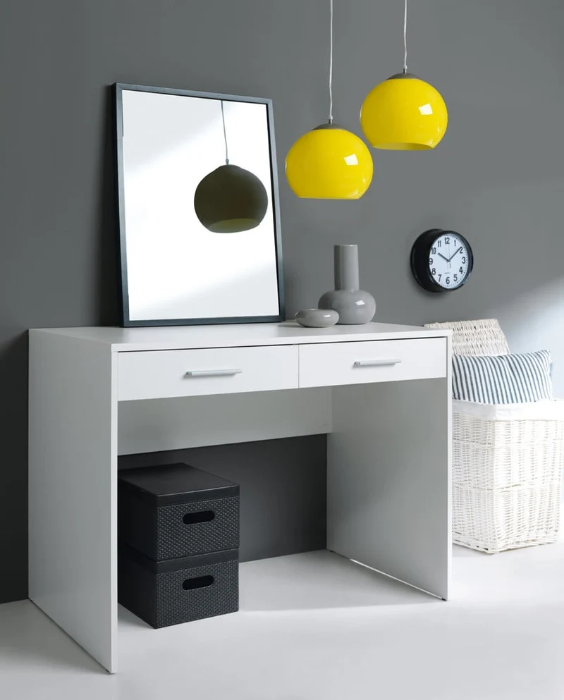 Nepo Plus Desk with 2 Drawers – White