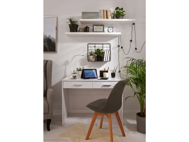 Nepo Plus Desk with 2 Drawers – White