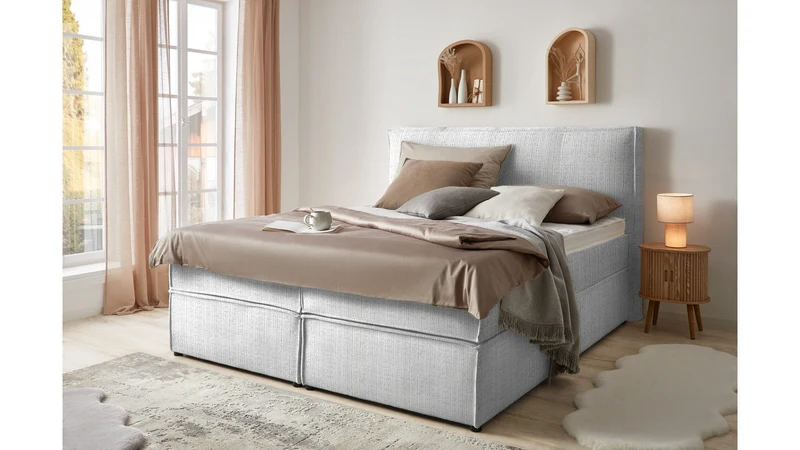 Lion Box Spring Bed 160×200 cm – Cremona 81 Chenille
