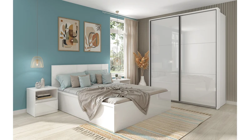 Tetrix Sliding Door Wardrobe 153 cm – White Gloss