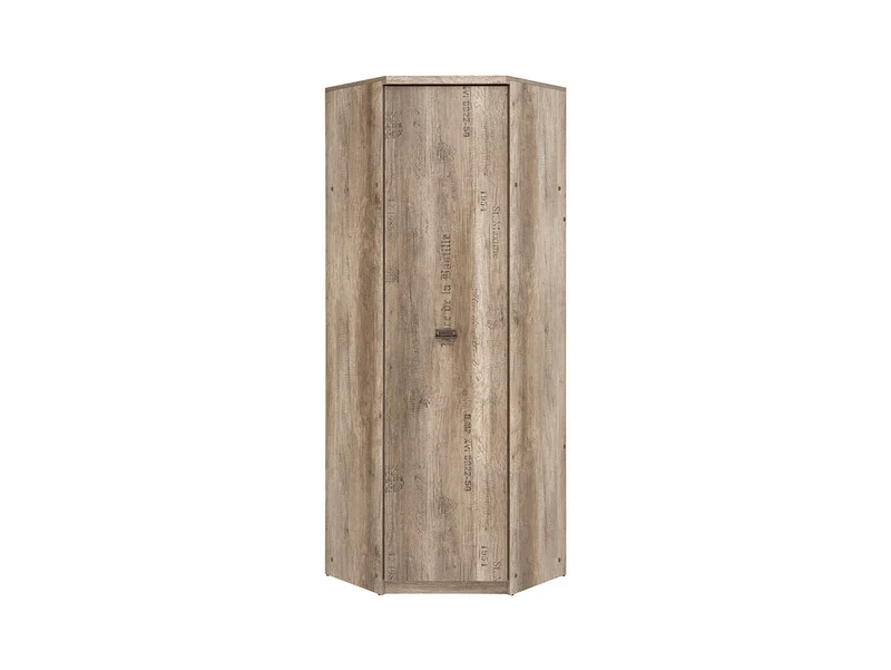 Malcolm Corner Wardrobe – Monument Oak / Tungsten Grey with Print