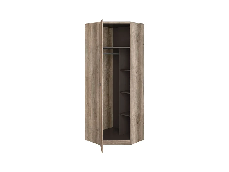 Malcolm Corner Wardrobe – Monument Oak / Tungsten Grey with Print