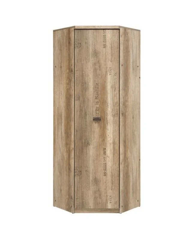 Malcolm Corner Wardrobe – Monument Oak / Tungsten Grey with Print