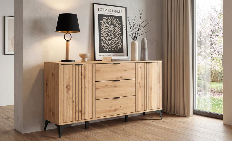 Lamea Chest of Drawers 150 cm – Artisan Oak / Black