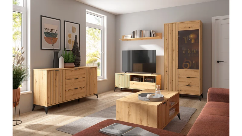 Lamea Chest of Drawers 150 cm – Artisan Oak / Black