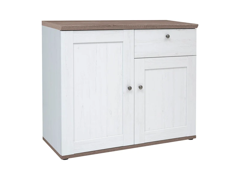 Stockholm Chest of Drawers 103 cm – 2 Doors & 1 Drawer, Andersen Pine White / Dark Sonoma Oak
