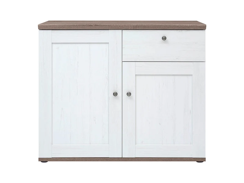 Stockholm Chest of Drawers 103 cm – 2 Doors & 1 Drawer, Andersen Pine White / Dark Sonoma Oak