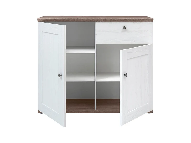Stockholm Chest of Drawers 103 cm – 2 Doors & 1 Drawer, Andersen Pine White / Dark Sonoma Oak