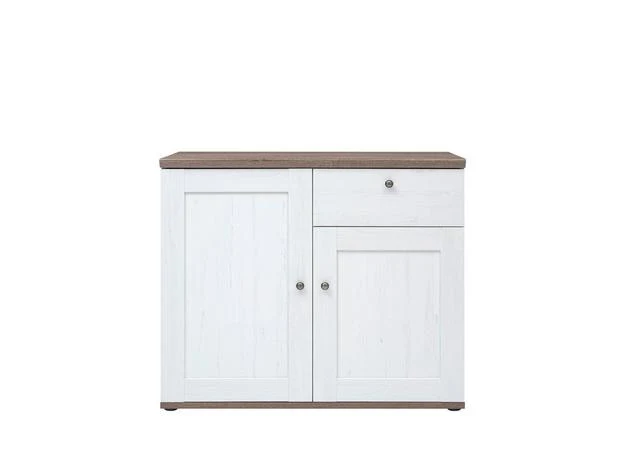 Stockholm Chest of Drawers 103 cm – 2 Doors & 1 Drawer, Andersen Pine White / Dark Sonoma Oak