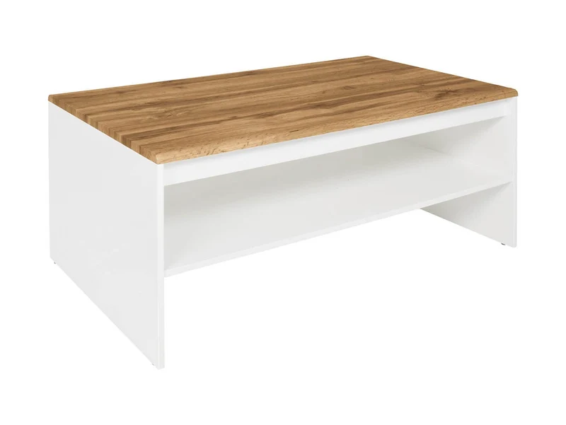 Holten Coffee Table 110 cm – White / Wotan Oak, Rounded Edge