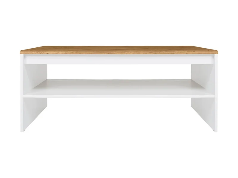Holten Coffee Table 110 cm – White / Wotan Oak, Rounded Edge