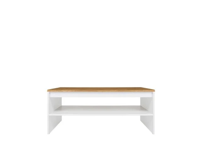 Holten Coffee Table 110 cm – White / Wotan Oak, Rounded Edge