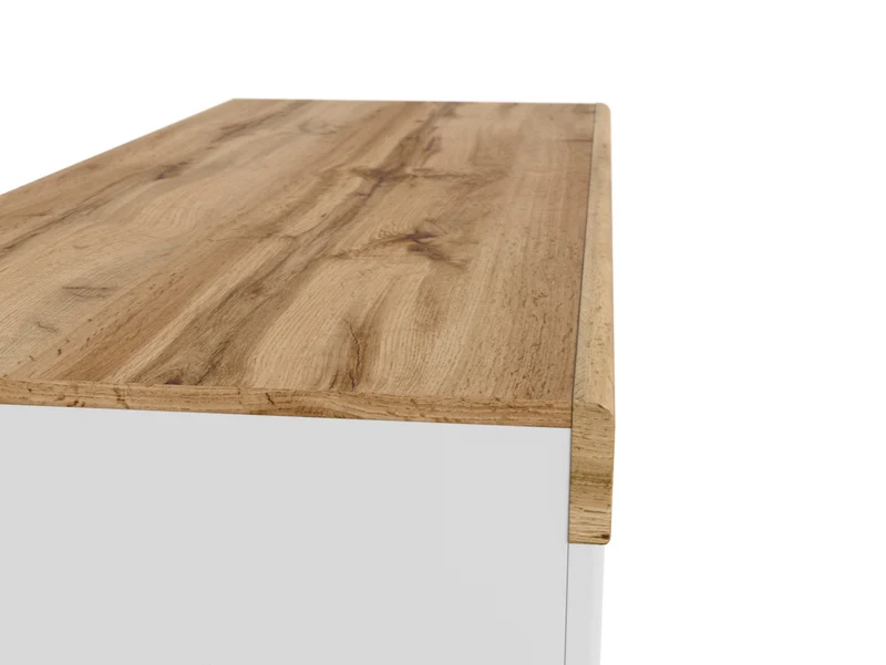 Holten Desk 130 cm with Drawer & Cabinet – White / Wotan Oak / White Gloss