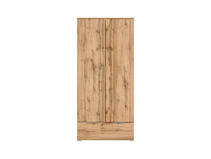 Zele 2-Door Wardrobe 90.5 cm with Drawer – Wotan Oak / White Gloss