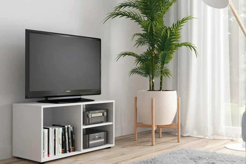 Neno TV Cabinet 80 cm – White, Open Shelves for Living Room or Youth Room
