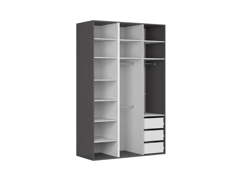 Flex Modular Wardrobe 150 cm – 3 Doors, Graphite / Artisan Oak