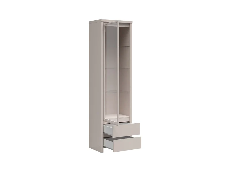 Kaspian Display Cabinet 56 cm with Glass Door & 2 Drawers – Uni Kashmir