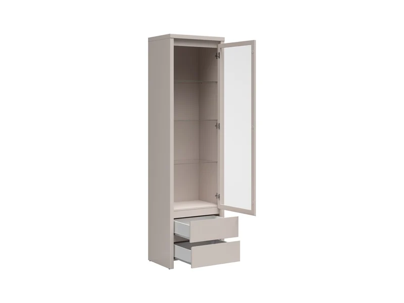 Kaspian Display Cabinet 56 cm with Glass Door & 2 Drawers – Uni Kashmir