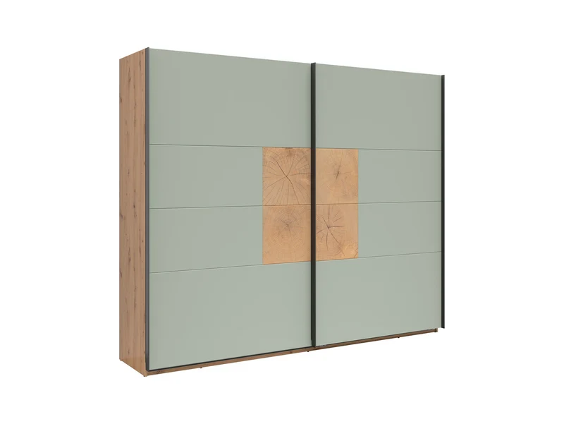 Sindara Sliding Door Wardrobe 270 cm – Artisan Oak / Sage Salbei