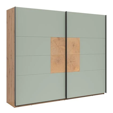 Sindara Sliding Door Wardrobe 270 cm – Artisan Oak / Sage Salbei