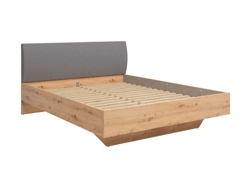 Sindara Bed Frame 180×200 cm with Upholstered Headboard – Artisan Oak / Glow 19