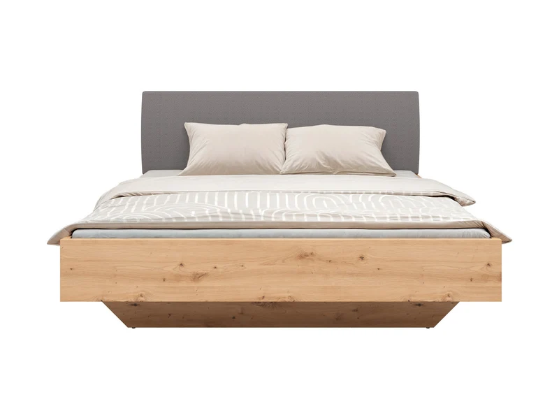 Sindara Bed Frame 180×200 cm with Upholstered Headboard – Artisan Oak / Glow 19