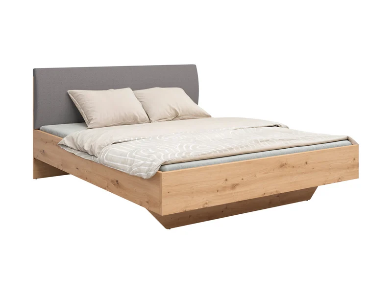 Sindara Bed Frame 180×200 cm with Upholstered Headboard – Artisan Oak / Glow 19