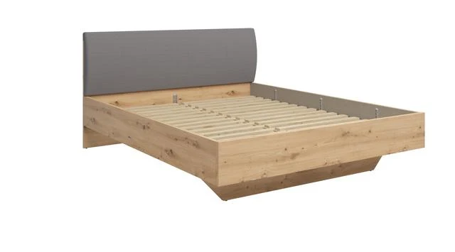Sindara Bed Frame 180×200 cm with Upholstered Headboard – Artisan Oak / Glow 19