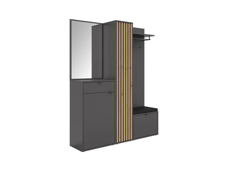 Phil Hallway Set 156 cm – Chest, Shelf, Mirror, Coat Rack & Bench