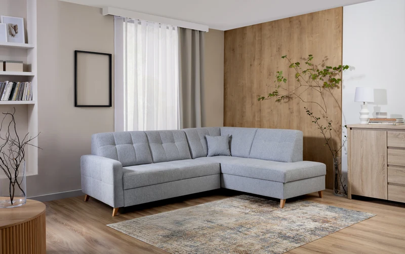 Lars Corner Sofa (Right-Hand) – Primo 88, Dolphin Sleep Function, Bedding Storage, Decorative Stitching