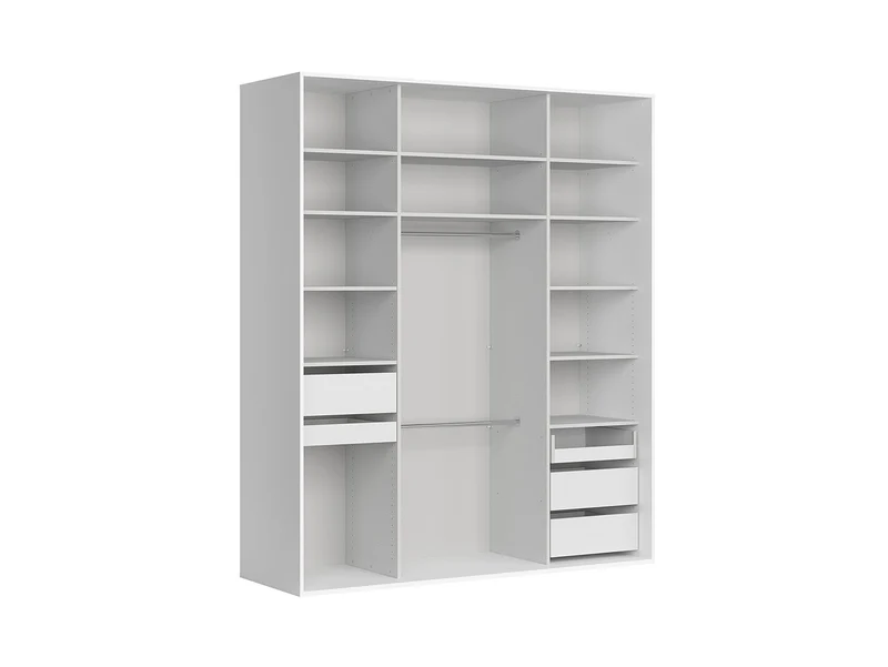 Flex Open Wardrobe 200 — 11 Shelves, 4 Drawers & 2 Rails | White