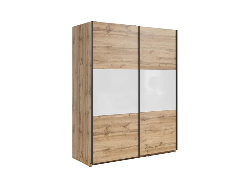Tetrix Sliding Door Wardrobe 153 cm – Wotan Oak / White Gloss