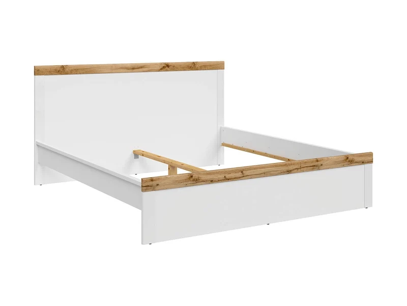 Holten Bed Frame 180 cm – White / Wotan Oak