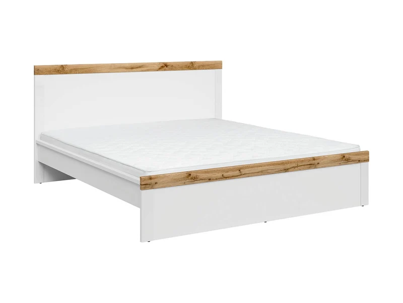 Holten Bed Frame 180 cm – White / Wotan Oak