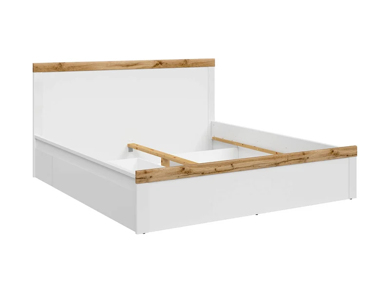 Holten Bed Frame 180 cm – White / Wotan Oak